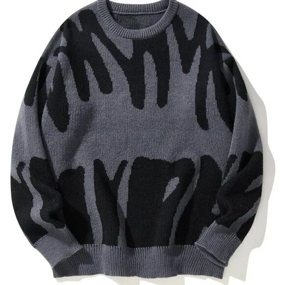Grey Casual Mens Graphic Pattern Sweater - Picture 1 of 5